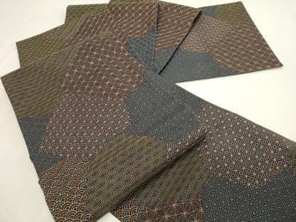 平和屋着物●全通柄袋帯　総刺繍　刺し子　吉祥文　黒地　正絹　逸品　CABH6489dy