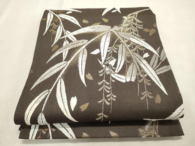 平和屋着物●西陣の名門　加納幸謹製　六通柄袋帯　唐織　舞桜　草木文　金糸　正絹　逸品　CABH6496dy