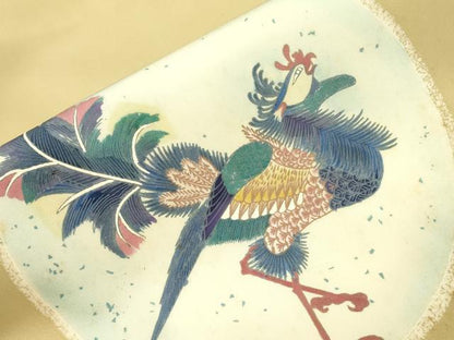 平和屋着物●塩瀬　九寸名古屋帯　鳥丸文　三越扱い　正絹　逸品　CABH6502dy