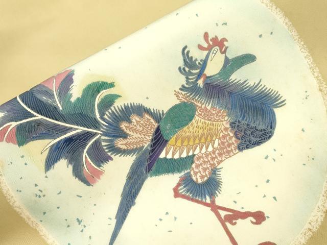 平和屋着物●塩瀬　九寸名古屋帯　鳥丸文　三越扱い　正絹　逸品　CABH6502dy