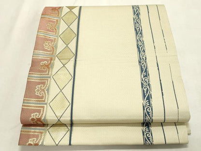 平和屋着物●西陣　川島織物　九寸開き名古屋帯　幾何学間道　金糸　正絹　逸品　CABH6504dy