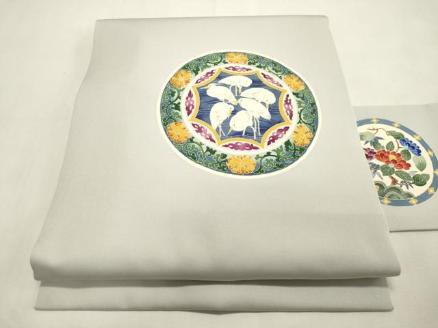 平和屋着物●本加賀友禅作家　水野陽子　塩瀬　九寸名古屋帯　花鳥丸文　正絹　逸品　CABH6505dy