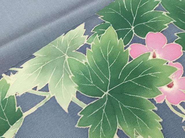 平和屋着物●塩瀬　九寸名古屋帯　友禅　作家物　草花文　正絹　逸品　CABH6507dy