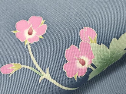 平和屋着物●塩瀬　九寸名古屋帯　友禅　作家物　草花文　正絹　逸品　CABH6507dy