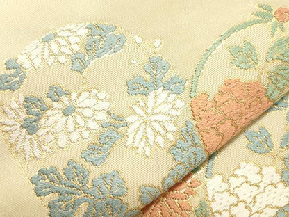 平和屋着物●西陣　川島織物　九寸開き名古屋帯　唐織　飛鶴花文　金糸　正絹　逸品　CABH6508dy