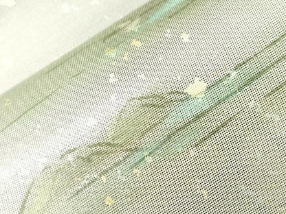 平和屋着物▼染色家　岸上純平　太鼓柄袋帯　手描き　風景文　引箔　正絹　逸品　CABH6545dy