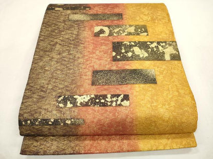 平和屋着物▽太鼓柄袋帯　スリーシーズン　春夏秋　横段文　金彩　正絹　逸品　CABH6622dy