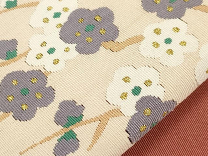 平和屋着物●爪掻き本綴れ　八寸名古屋帯　草花文　金糸　正絹　逸品　CABH6624dy