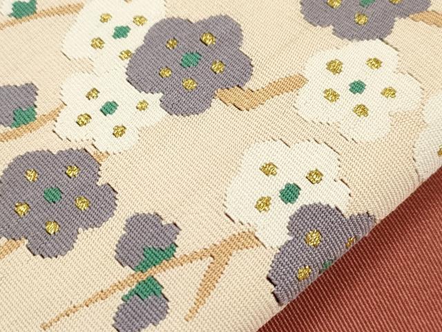 平和屋着物●爪掻き本綴れ　八寸名古屋帯　草花文　金糸　正絹　逸品　CABH6624dy