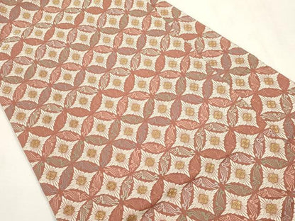 平和屋着物●九寸名古屋帯　唐織　七宝花文　金糸　正絹　逸品　CABH6626dy