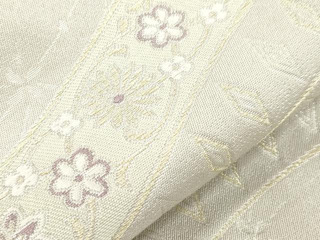 平和屋着物●九寸名古屋帯　草花文　金糸　正絹　逸品　CABH6629dy