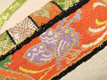 平和屋着物●龍村美術織物　龍村製　九寸名古屋帯　源氏鈴蟲錦　金銀糸　正絹　逸品　CABH6632dy