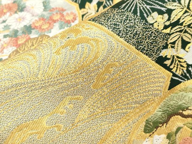 平和屋着物●六通柄袋帯　唐織　大和絵至宝錦　立波草花文　金銀糸　正絹　逸品　CABH6636dy