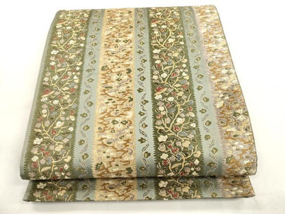 平和屋着物●六通柄袋帯　唐織　草花間道　金糸　正絹　逸品　CABH6637dy