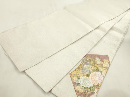 平和屋着物●綴れ　太鼓柄袋帯　地紙飛鶴花車文　金彩　正絹　逸品　CABH6638dy