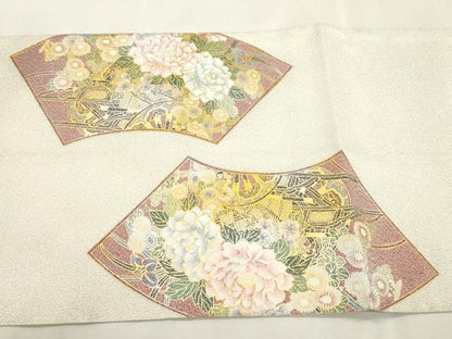 平和屋着物●綴れ　太鼓柄袋帯　地紙飛鶴花車文　金彩　正絹　逸品　CABH6638dy