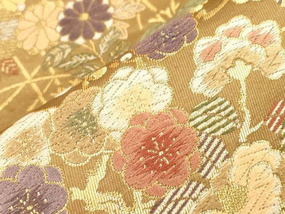 平和屋着物●六通柄袋帯　唐織　天井草花文　金糸　正絹　逸品　CABH6639dy