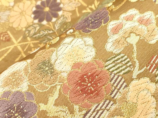 平和屋着物●六通柄袋帯　唐織　天井草花文　金糸　正絹　逸品　CABH6639dy