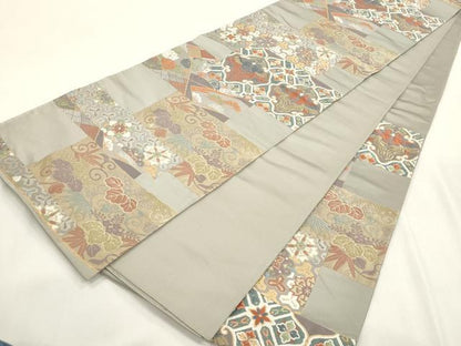 平和屋着物●六通柄袋帯　唐織　向い鳥花文　金糸　正絹　逸品　CABH6640dy