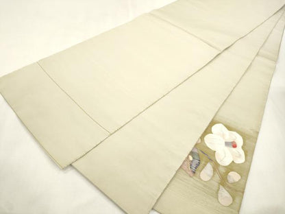 平和屋着物●太鼓柄袋帯　すくい織　草花文　金銀糸　正絹　逸品　CABH6643dy