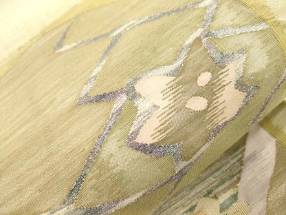 平和屋着物●太鼓柄袋帯　すくい織　草花文　金銀糸　正絹　逸品　CABH6643dy