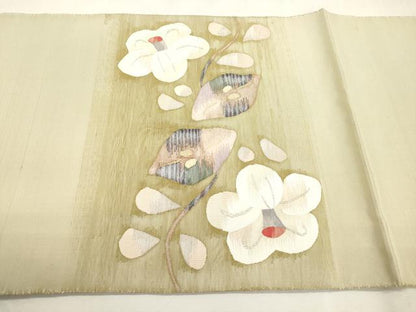 平和屋着物●太鼓柄袋帯　すくい織　草花文　金銀糸　正絹　逸品　CABH6643dy