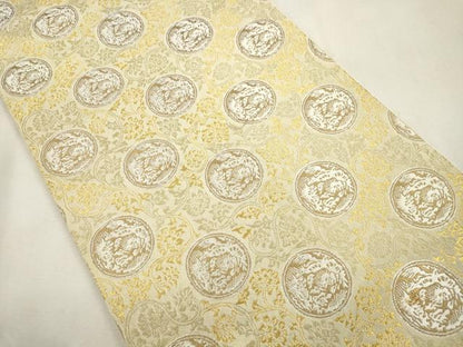 平和屋着物●六通柄袋帯　更紗花鳥丸文　金糸　正絹　逸品　CABH6649dy