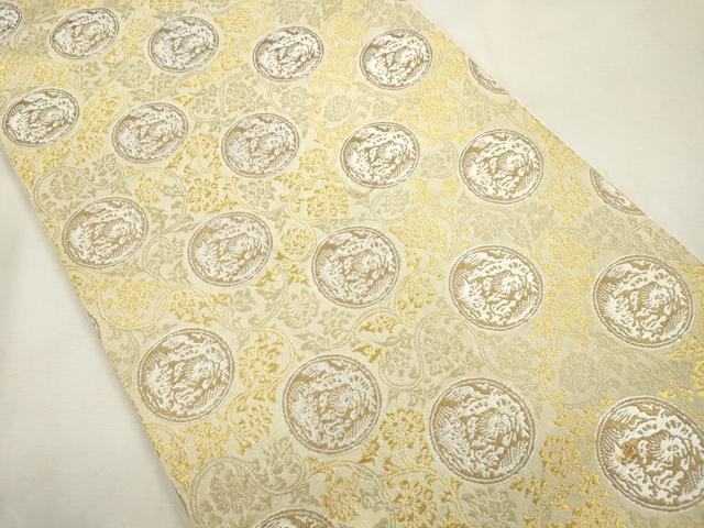 平和屋着物●六通柄袋帯　更紗花鳥丸文　金糸　正絹　逸品　CABH6649dy