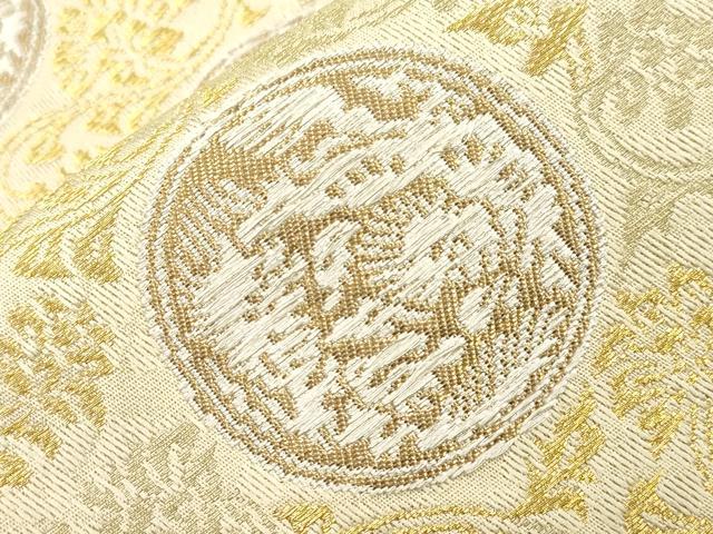 平和屋着物●六通柄袋帯　更紗花鳥丸文　金糸　正絹　逸品　CABH6649dy