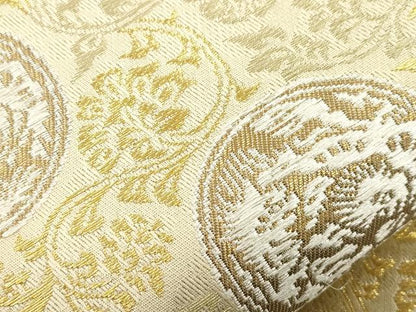 平和屋着物●六通柄袋帯　更紗花鳥丸文　金糸　正絹　逸品　CABH6649dy