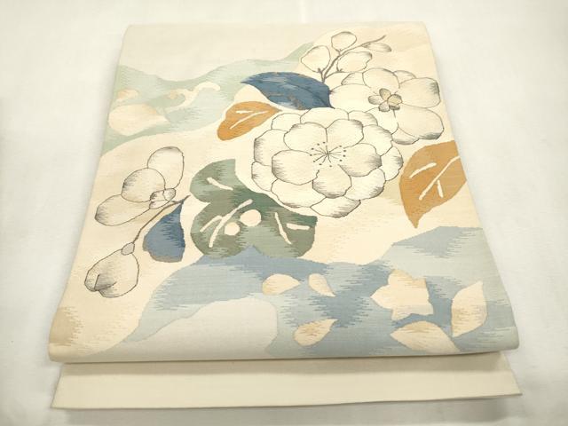 平和屋着物●太鼓柄袋帯　すくい織　辻が花　正絹　逸品　CABH6651dy