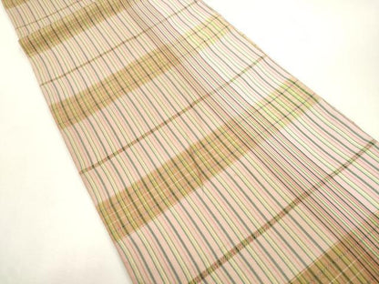 平和屋着物●両面　全通柄袋帯　横段文　正絹　逸品　CABH6654dy