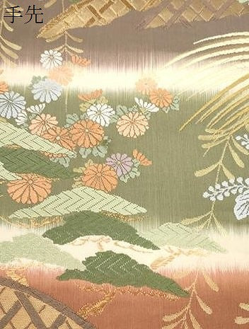 平和屋着物●六通柄袋帯　唐織　籬草花文　金糸　正絹　逸品　CABH6656dy