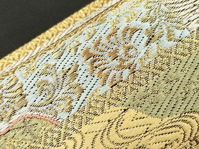 平和屋着物●六通柄袋帯　横段草花文　金銀糸　正絹　逸品　CABH6657dy