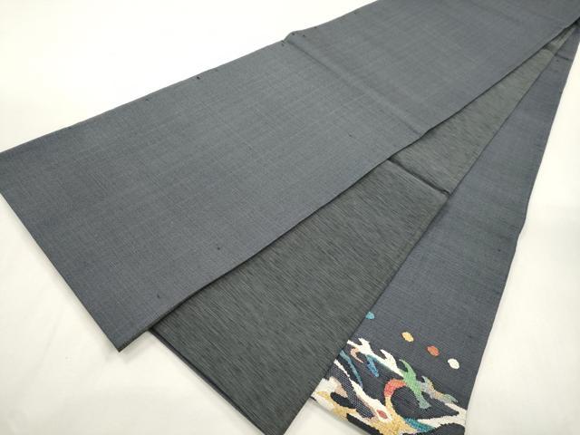 平和屋着物●太鼓柄袋帯　紬地　草花文　金糸　正絹　逸品　CABH6659dy