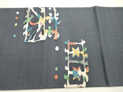 平和屋着物●太鼓柄袋帯　紬地　草花文　金糸　正絹　逸品　CABH6659dy