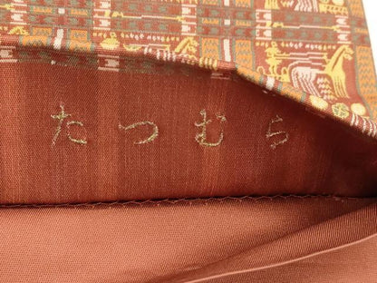 平和屋着物●龍村美術織物　たつむら　全通柄袋帯　アッティカの馬　正絹　逸品　CABH6665dy