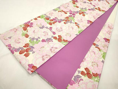 平和屋着物●六通柄袋帯　成り物　草花文　金糸　正絹　逸品　CABH6670dy