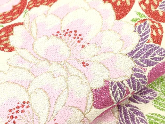 平和屋着物●六通柄袋帯　成り物　草花文　金糸　正絹　逸品　CABH6670dy