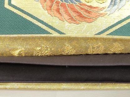 平和屋着物●六通柄袋帯　亀甲鳳凰花文　金糸　正絹　逸品　CABH6673dy