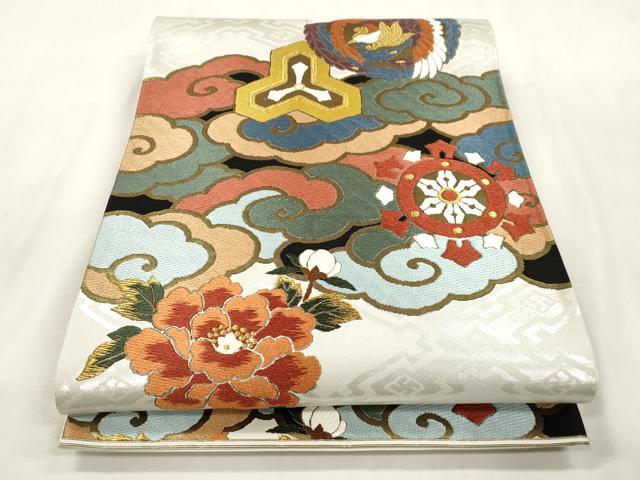 平和屋着物●六通柄袋帯　唐織　新能裳錦　金糸　正絹　逸品　CABH6674dy