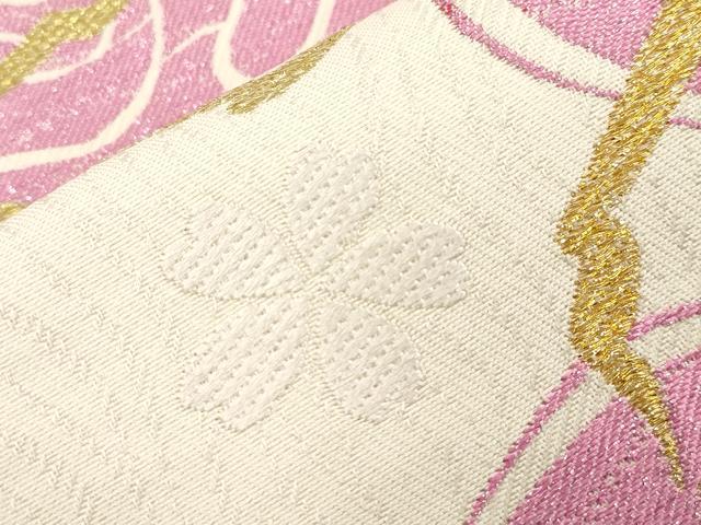 平和屋着物●六通柄袋帯　薔薇　金銀糸　正絹　逸品　CABH6676dy