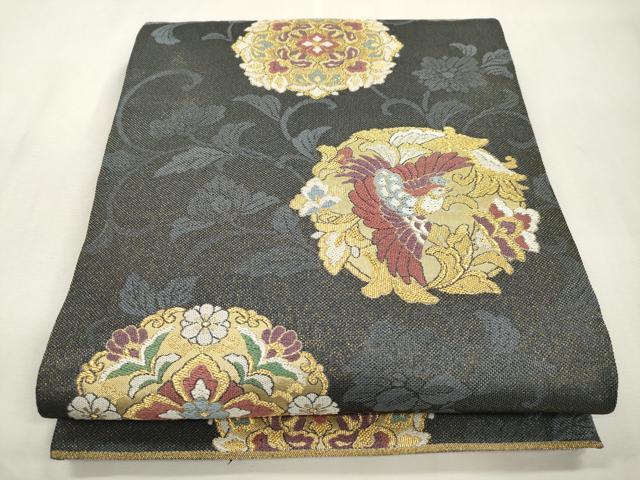 平和屋着物●六通柄袋帯　舞衣　花鳥丸文　金糸　正絹　逸品　CABH6681dy
