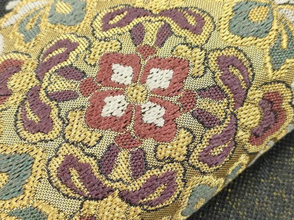 平和屋着物●六通柄袋帯　舞衣　花鳥丸文　金糸　正絹　逸品　CABH6681dy