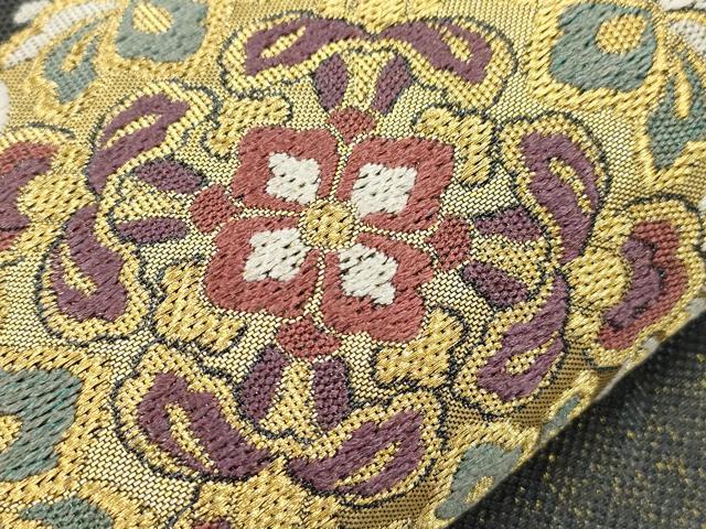 平和屋着物●六通柄袋帯　舞衣　花鳥丸文　金糸　正絹　逸品　CABH6681dy