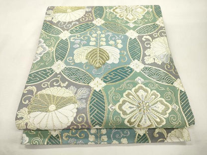 平和屋着物●六通柄袋帯　七宝花文　金銀糸　正絹　逸品　CABH6682dy