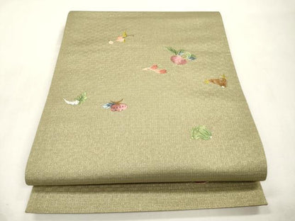平和屋着物●太鼓柄袋帯　総刺繍　成り物　金糸　正絹　逸品　CABH6684dy