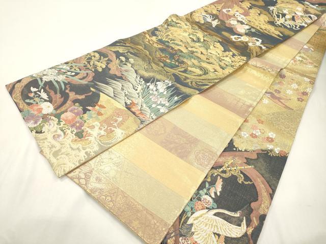平和屋着物●両面　両方向　全通柄袋帯　羽衣天女博説　浄瑠璃絵巻　金糸　正絹　逸品　CABH6688dy