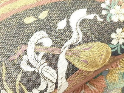 平和屋着物●両面　両方向　全通柄袋帯　羽衣天女博説　浄瑠璃絵巻　金糸　正絹　逸品　CABH6688dy