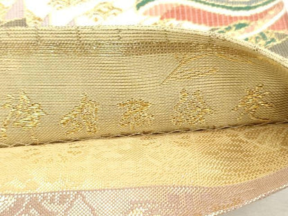 平和屋着物●両面　両方向　全通柄袋帯　羽衣天女博説　浄瑠璃絵巻　金糸　正絹　逸品　CABH6688dy